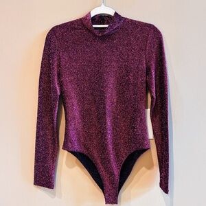Bardot Dark Burgundy Sparkle Bodysuit